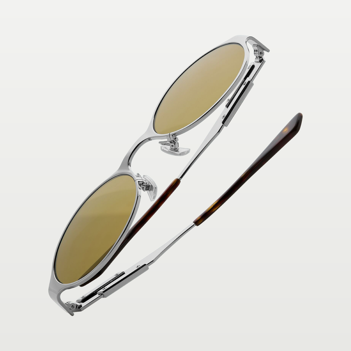 Bottega Veneta Dash Oval Sunglasses in Silver/green