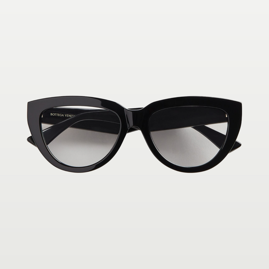 Bottega Veneta Women's Classic Recycled Acetate Cat Eye Eyeglasses in Black/transparent