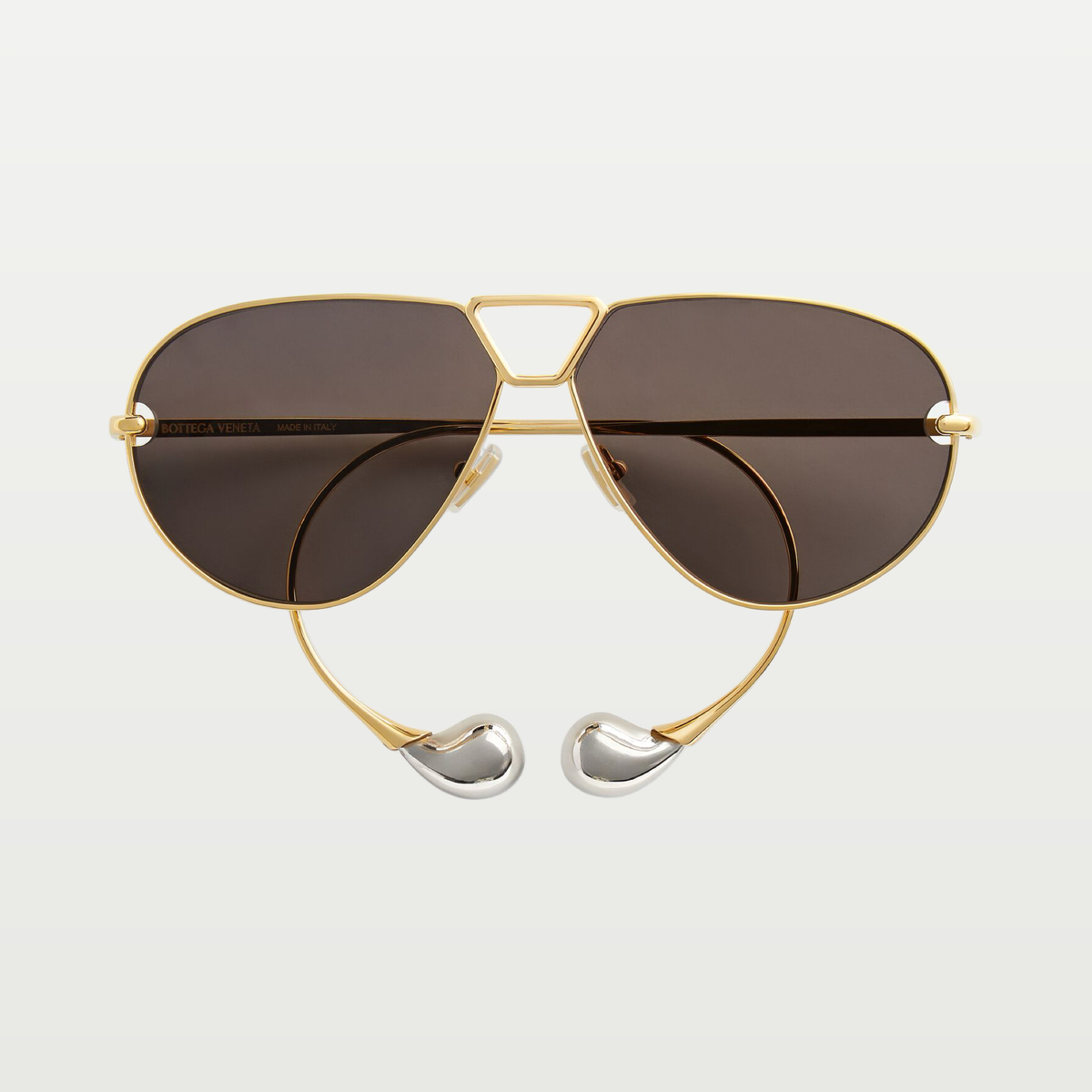 Bottega Veneta Drop Aviator Sunglasses in Gold/grey