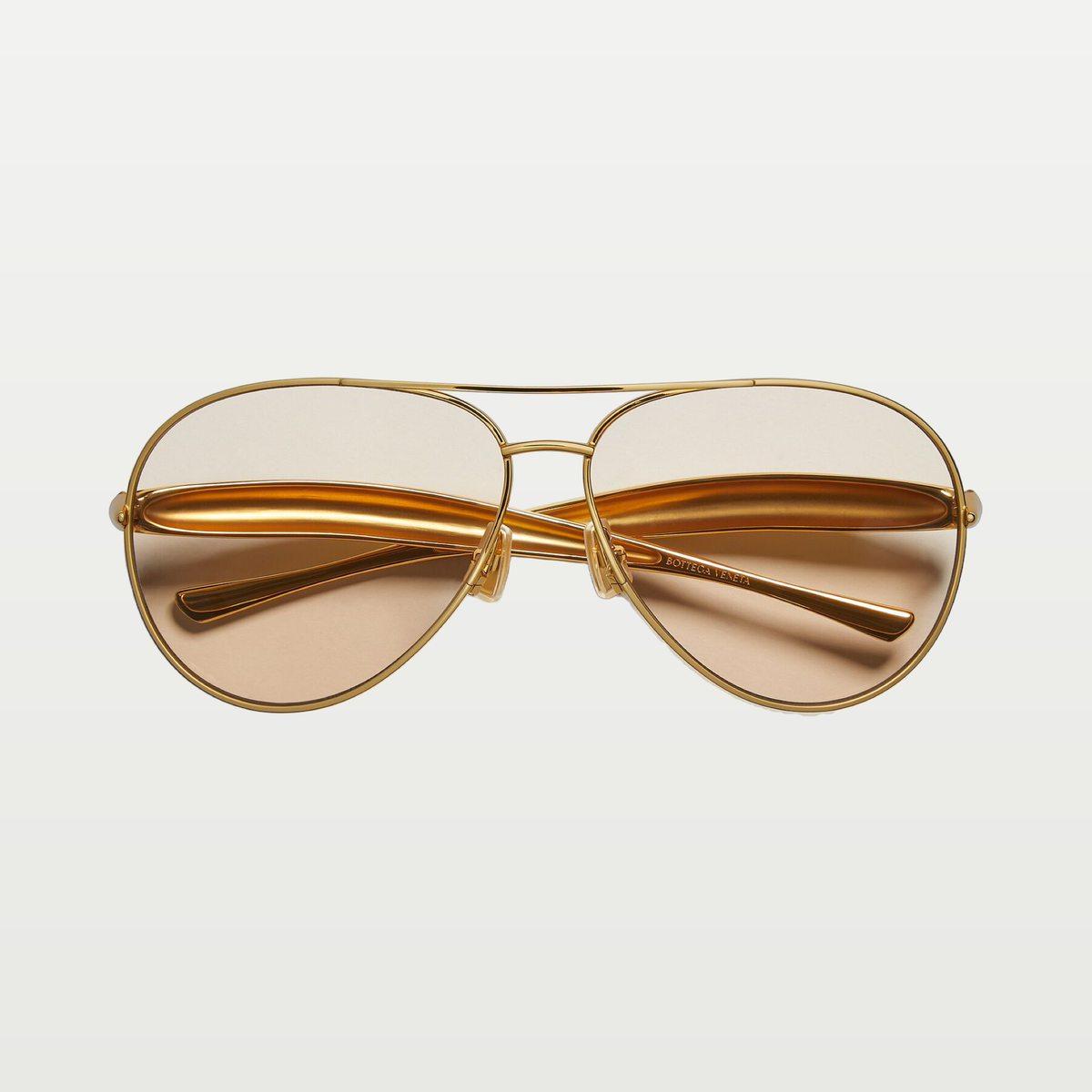 Bottega Veneta Sardine Aviator Sunglasses in Gold/brown