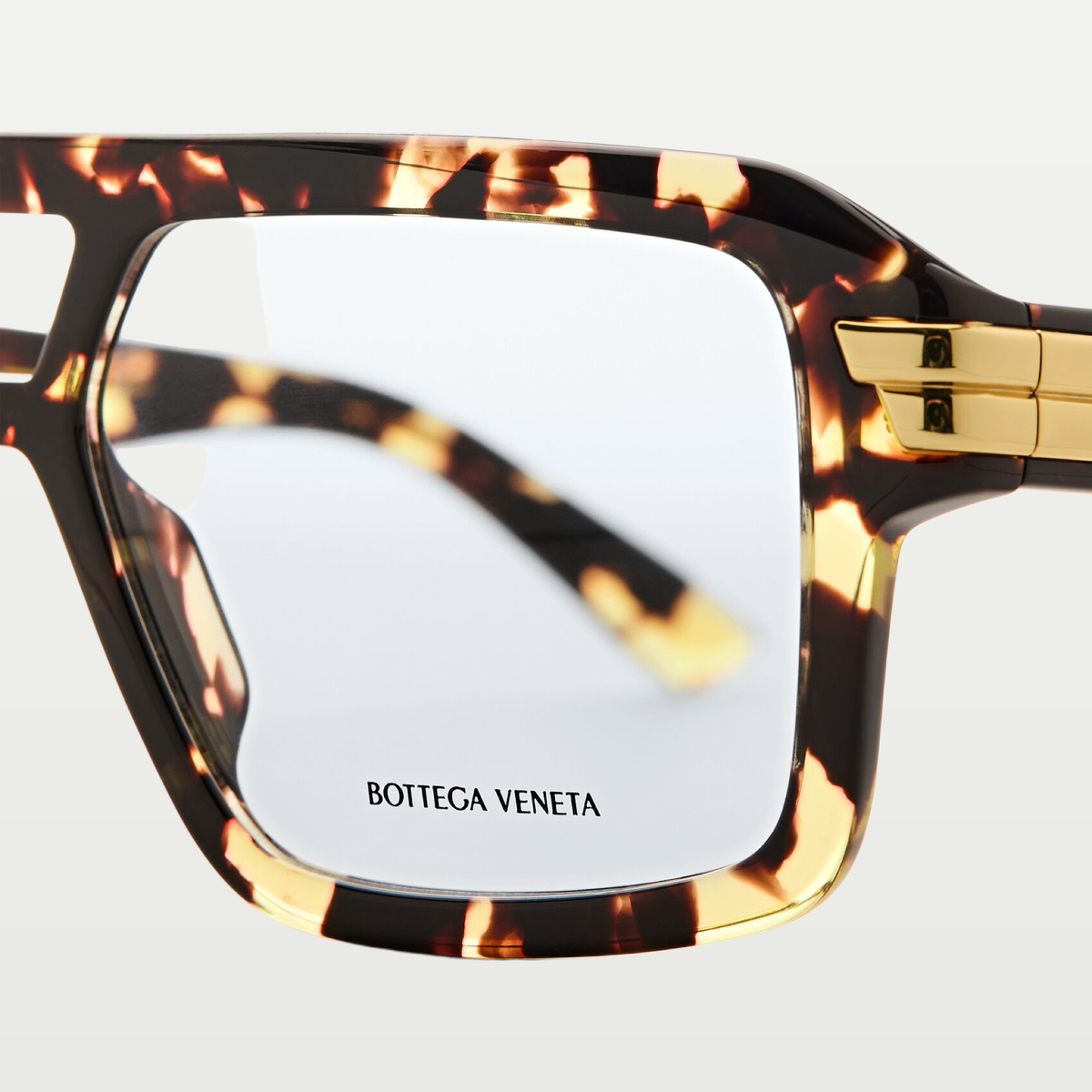 Bottega Veneta Mitre Aviator Eyeglasses in Havana/transparent