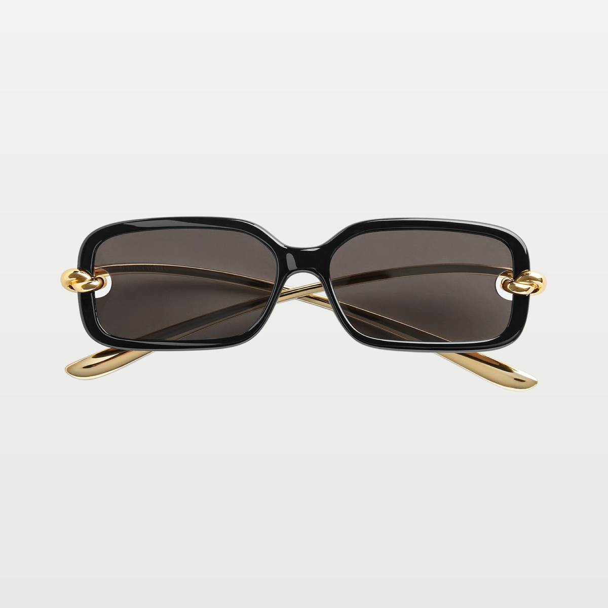 Bottega Veneta Knot Rectangular Sunglasses in Black/grey