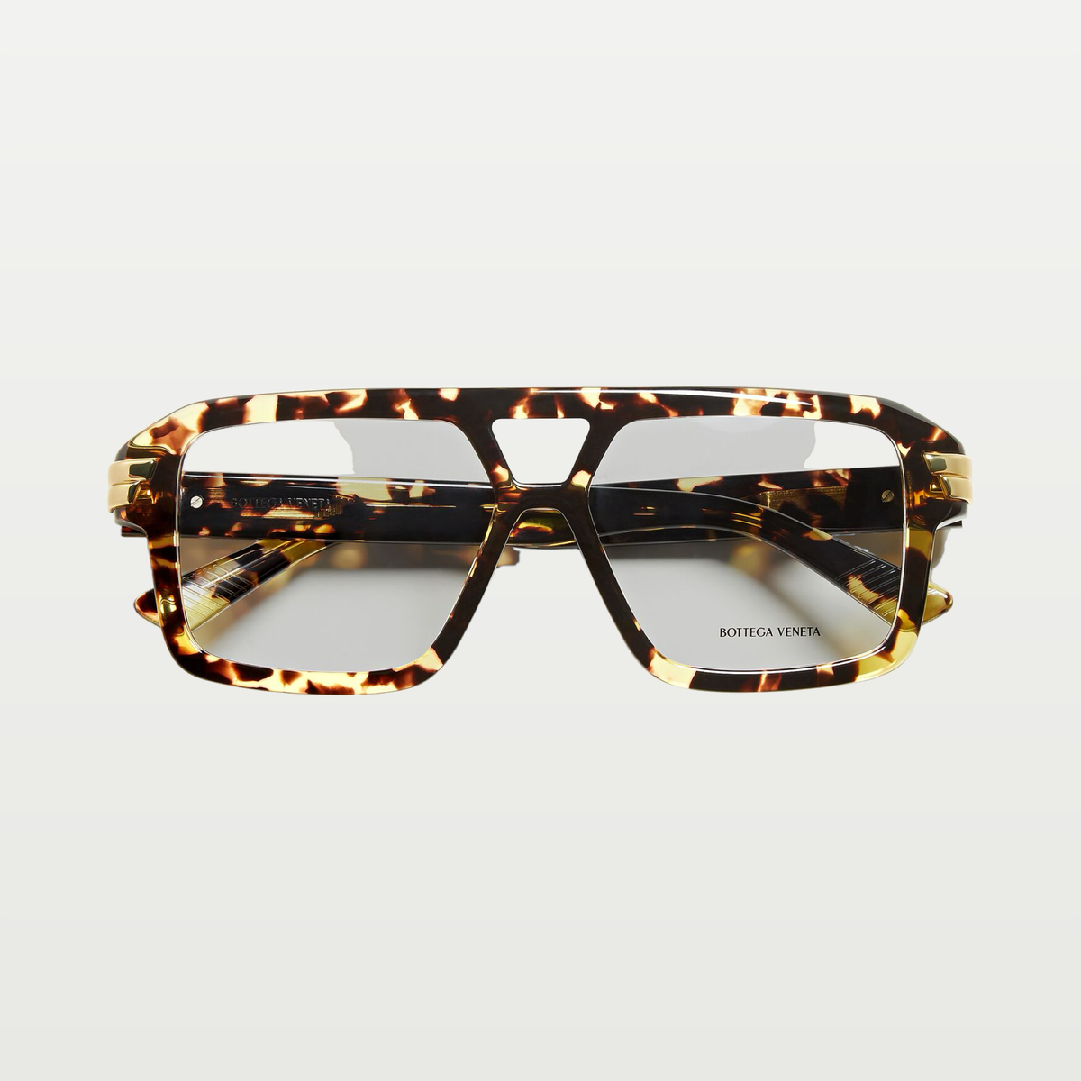 Bottega Veneta Mitre Aviator Eyeglasses in Havana/transparent