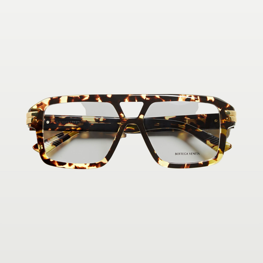 Bottega Veneta Mitre Aviator Eyeglasses in Havana/transparent