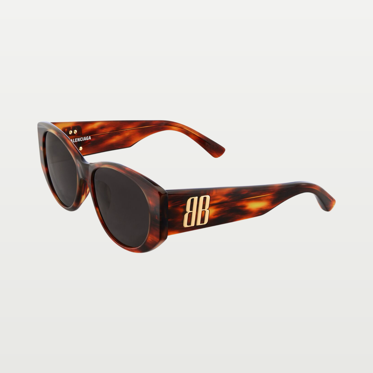 Balenciaga Nano Round Sunglasses in Brown Havana