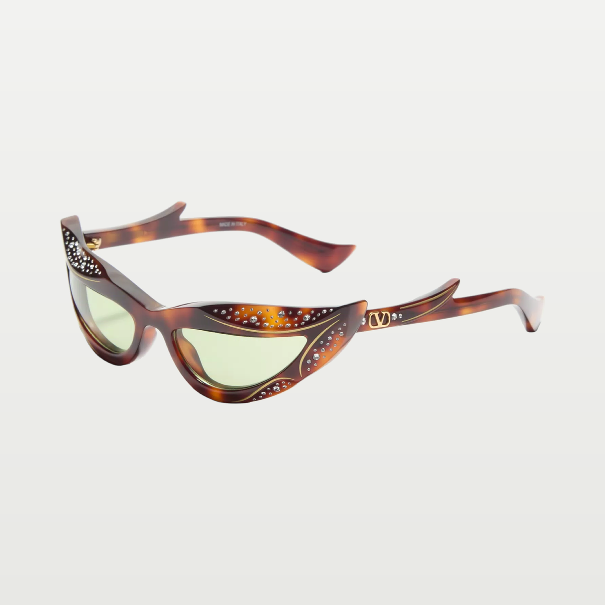 Valentino Cat-Eye Acetate Eyewear — HAVANA/GREEN