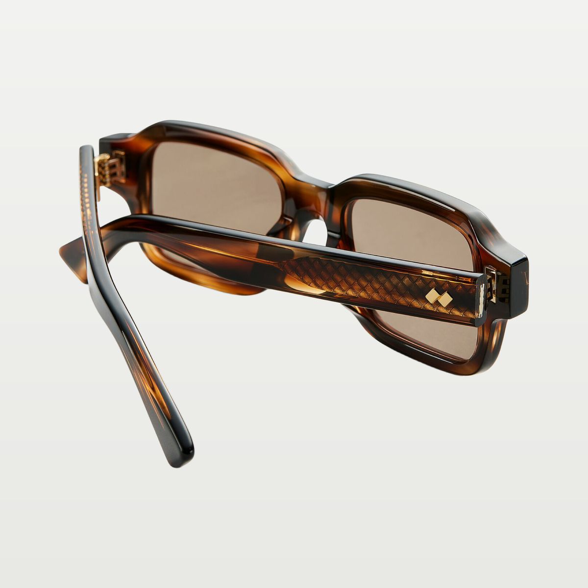 Bottega Veneta Intrecciato Rectangular Sunglasses in Havana/brown
