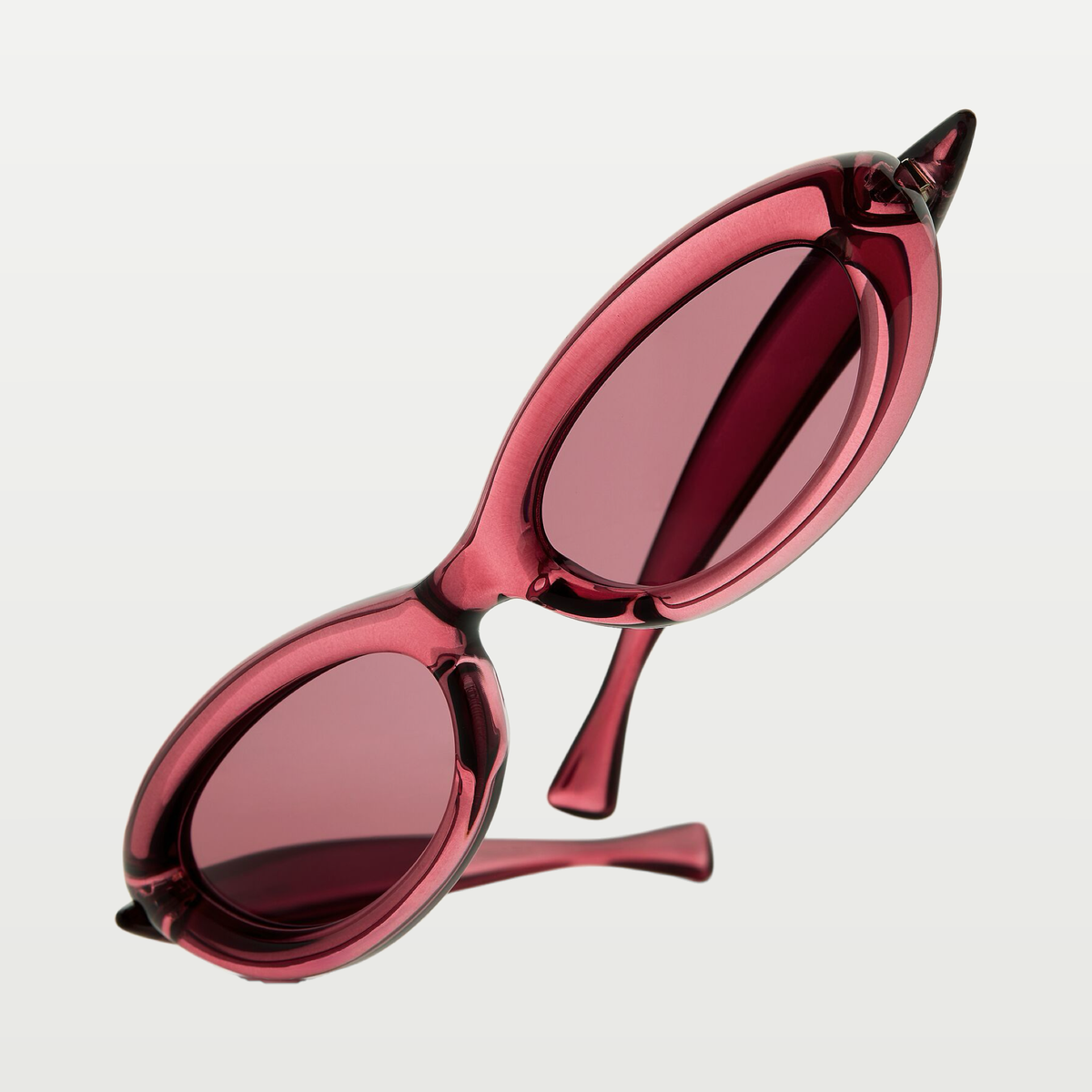 Bottega Veneta Sardine Oval Sunglasses in Burgundy/violet