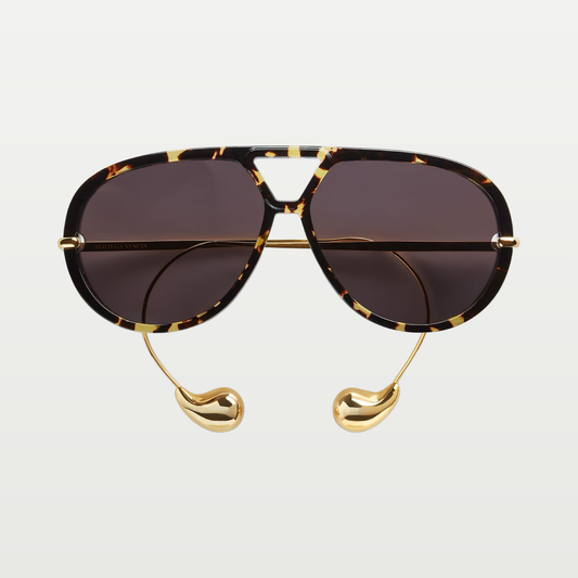 Bottega Veneta Drop Aviator Sunglasses in Havana/grey