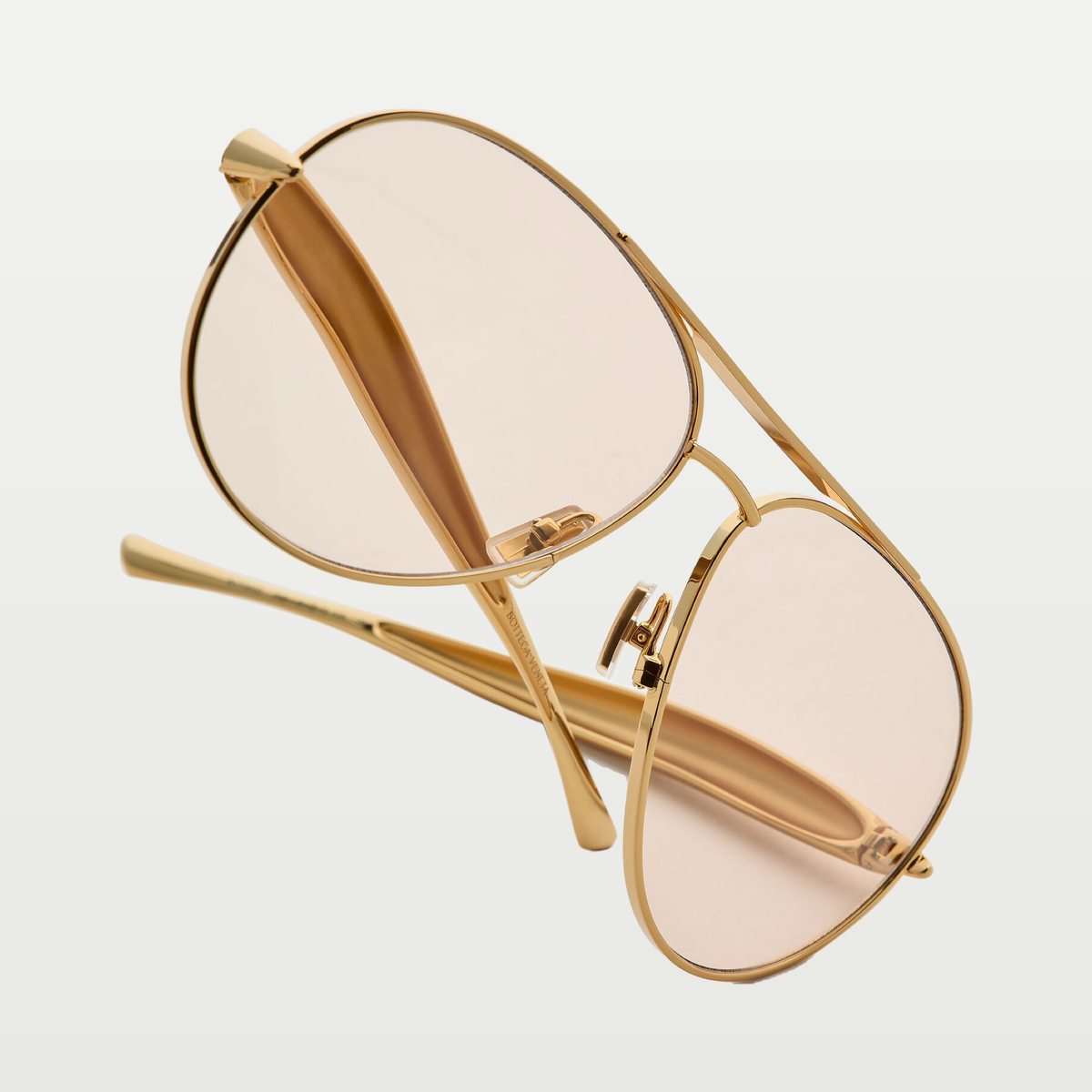 Bottega Veneta Sardine Aviator Sunglasses in Gold/brown