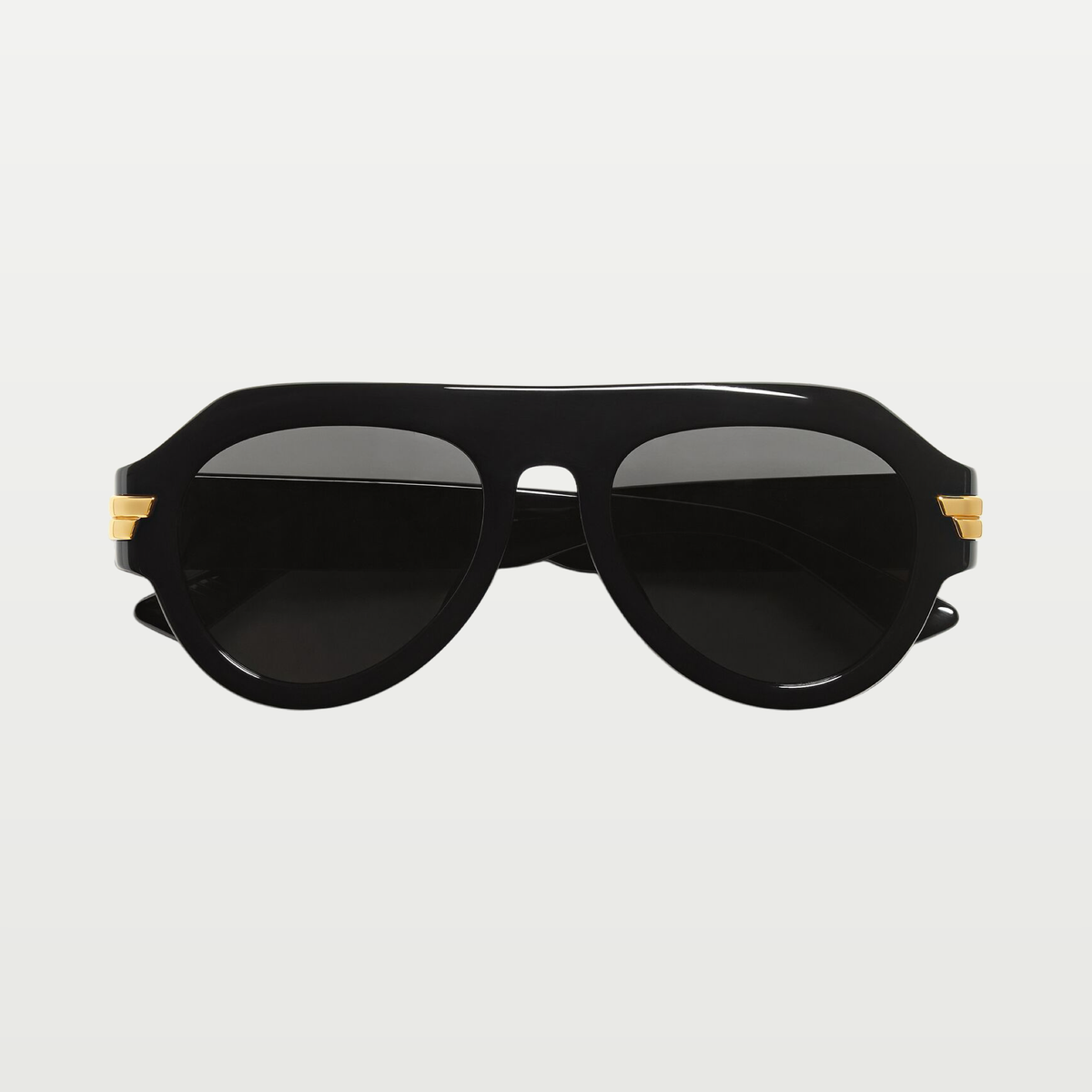 Bottega Veneta Mitre Aviator Sunglasses in Black/gray