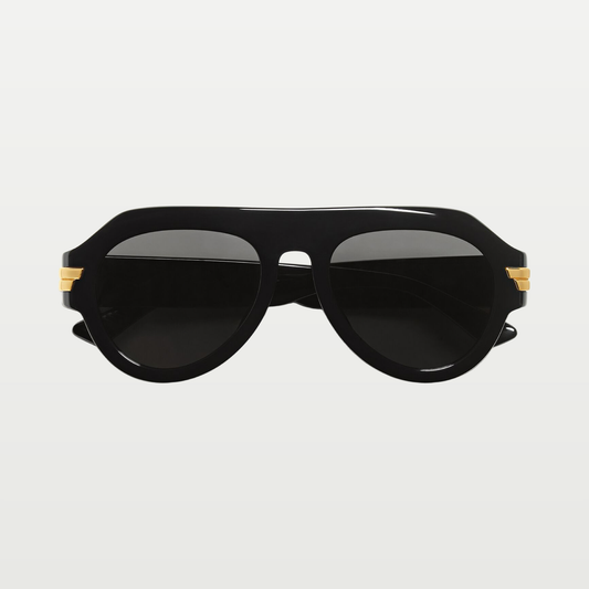 Bottega Veneta Mitre Aviator Sunglasses in Black/gray