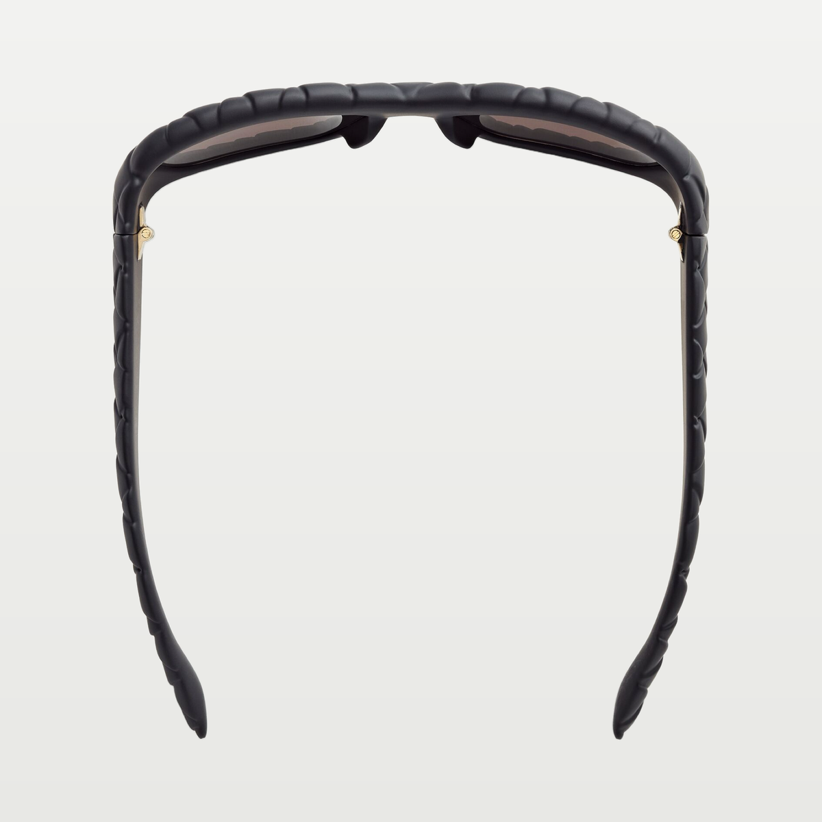 Bottega Veneta Intrecciato Rectangular Sunglasses in Black/grey