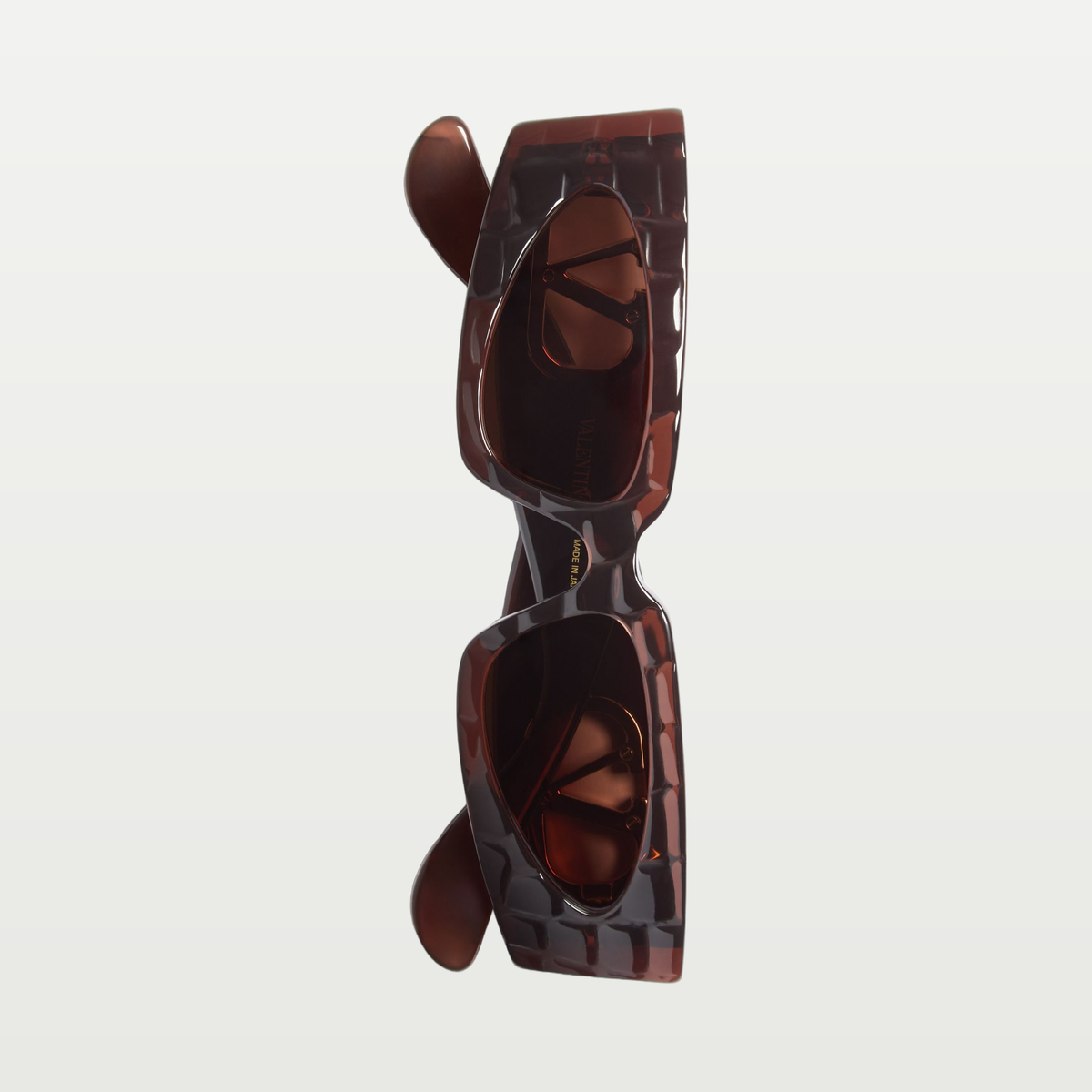 Valentino Rectangular Acetate Eyewear — BROWN