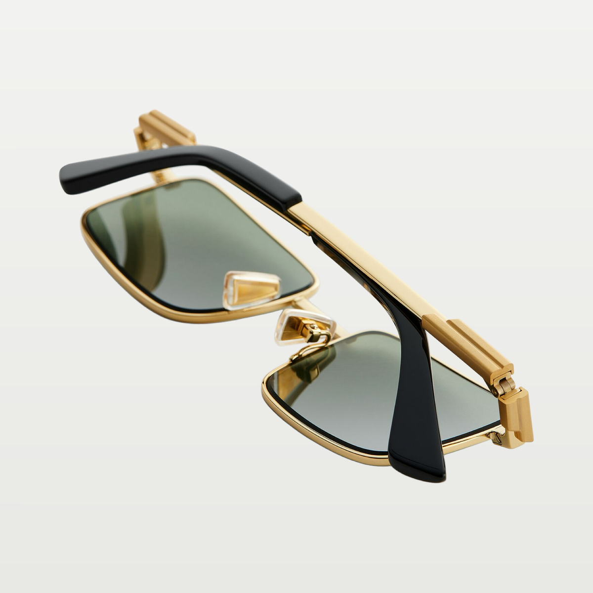 Bottega Veneta Classic Rectangular Sunglasses in Gold/green