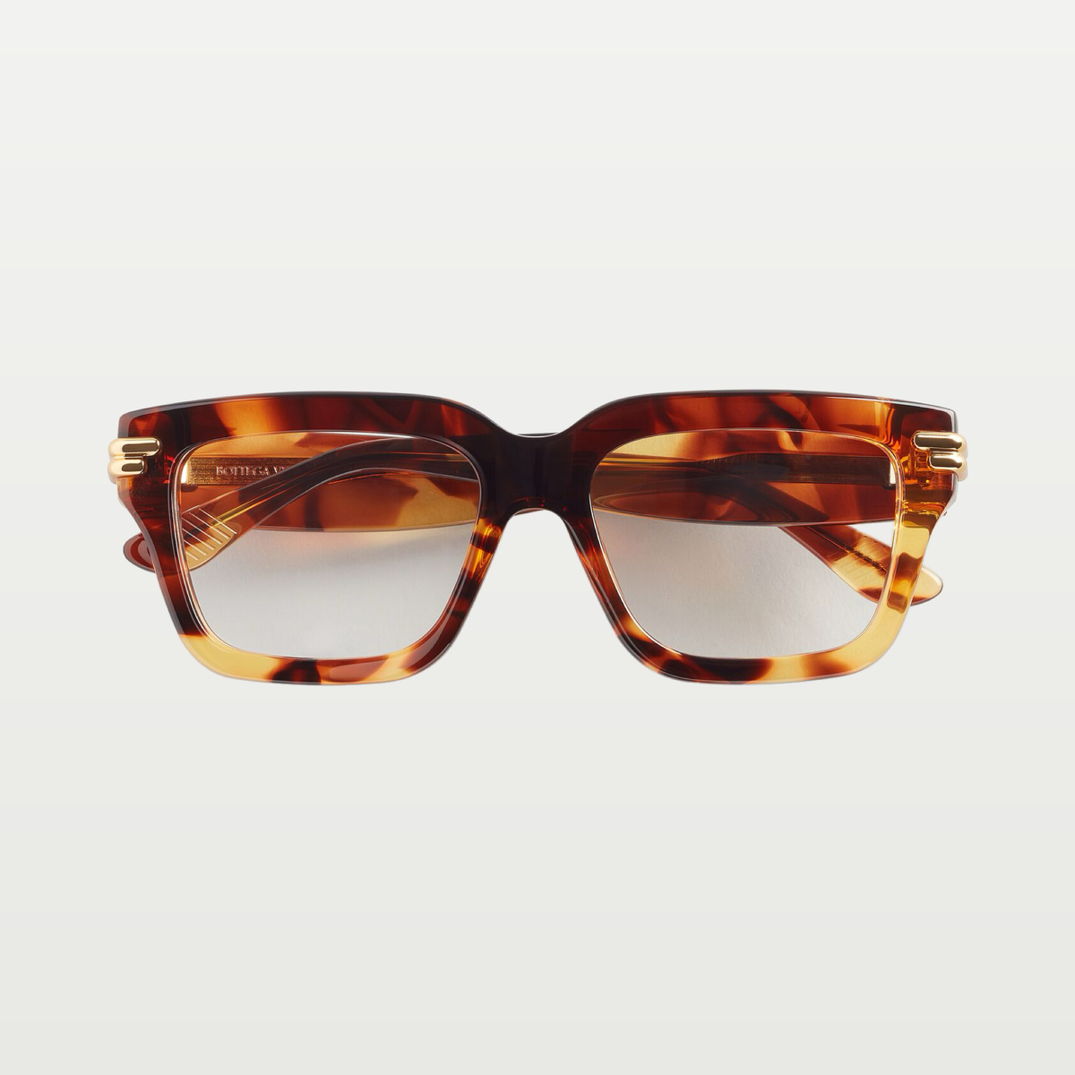 Bottega Veneta Mitre Square Eyeglasses in Havana/transparent
