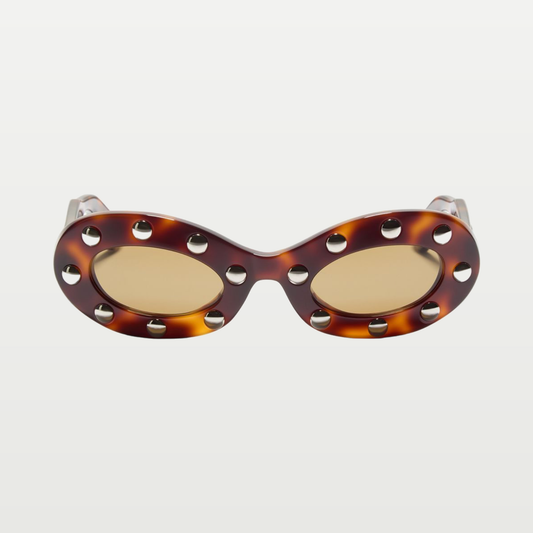 Valentino Oval Acetate Glasses — HAVANA/BROWN