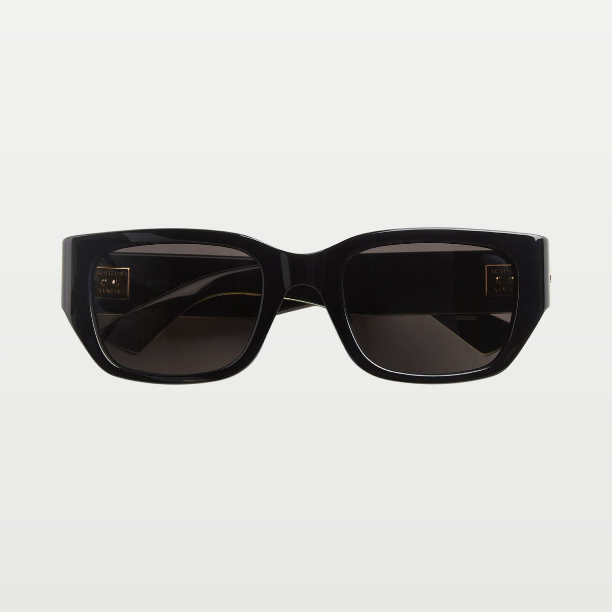 Bottega Veneta Intrecciato Square Sunglasses in Black/grey