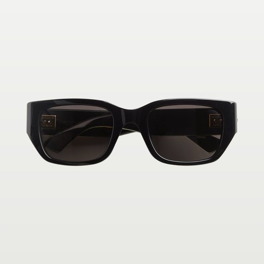 Bottega Veneta Intrecciato Square Sunglasses in Black/grey