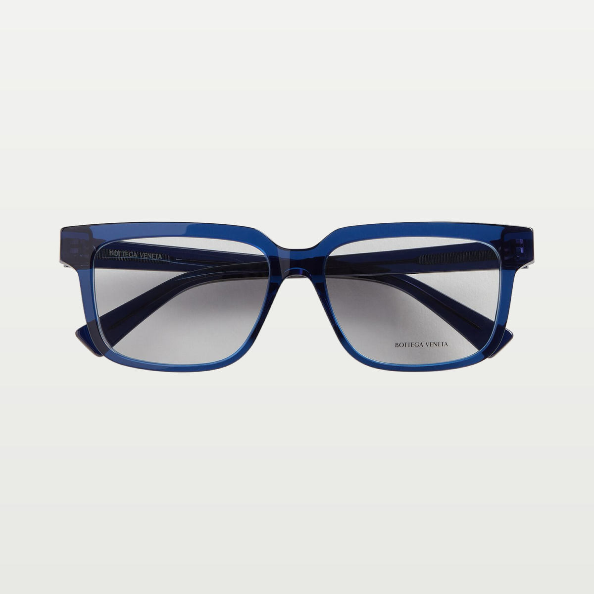 Bottega Veneta Men's Soft Recycled Acetate Square Eyeglasses in Blue / Transparent