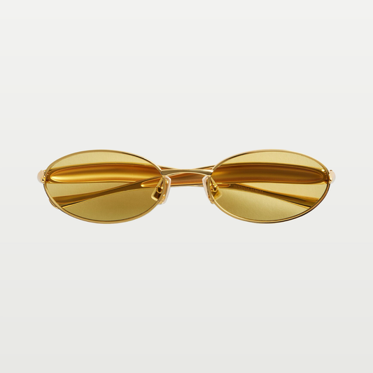 Bottega Veneta Sardine Oval Sunglasses in Gold/yellow