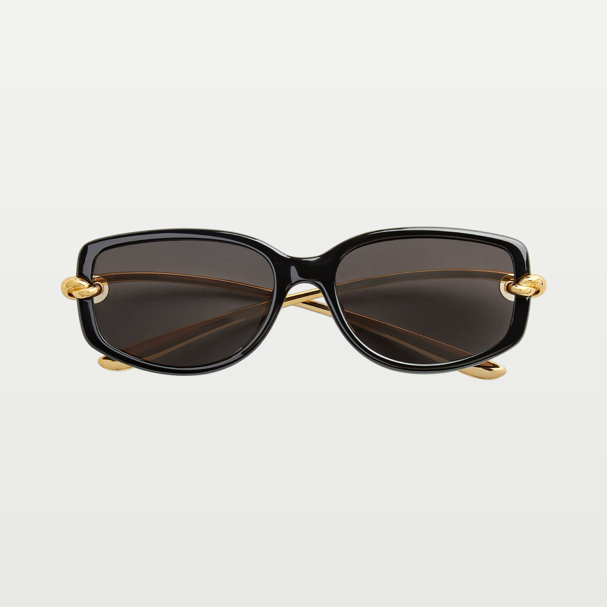 Bottega Veneta Knot Rectangular Sunglasses in Black/grey