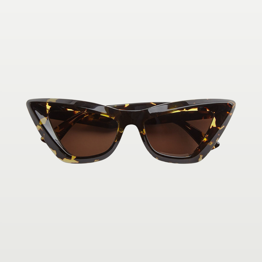 Bottega Veneta Women's Angle Acetate Pointed Cat Eye Sunglasses in Havana / Brown