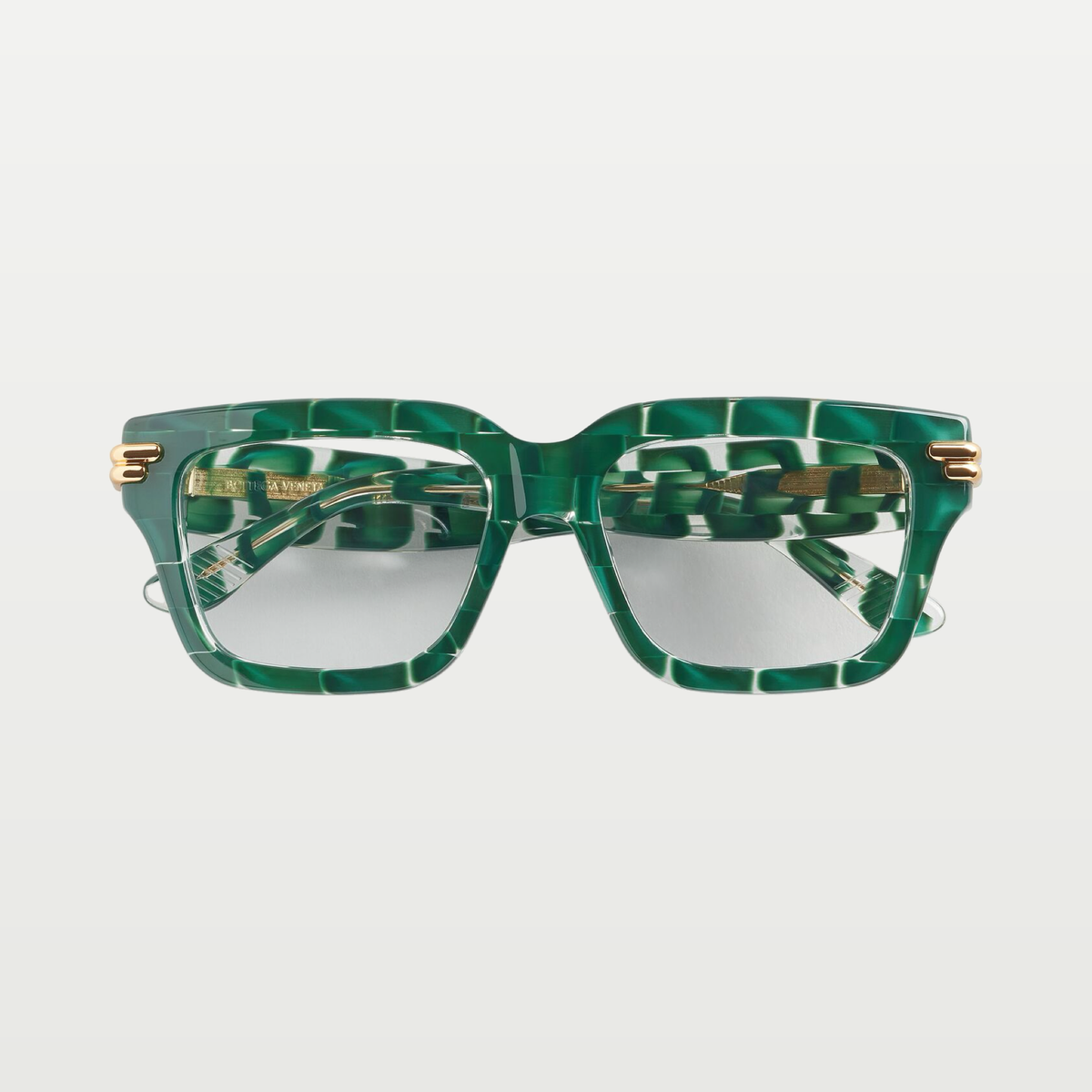 Bottega Veneta Mitre Square Eyeglasses in Green/transparent