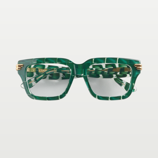 Bottega Veneta Mitre Square Eyeglasses in Green/transparent
