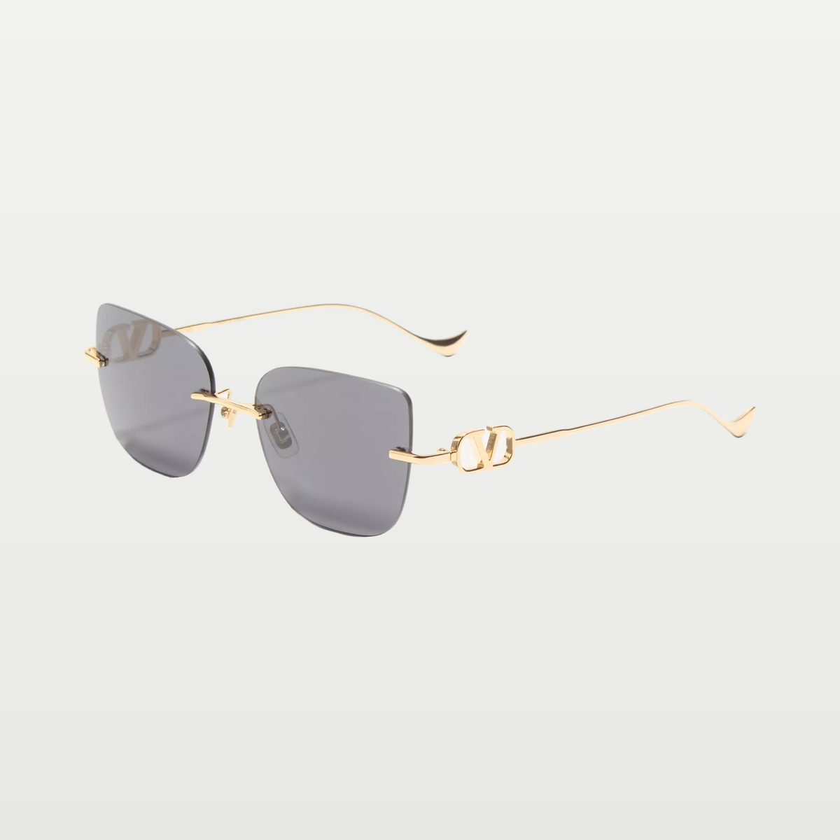 Valentino Geometric Metal Eyewear — GOLD/GREY