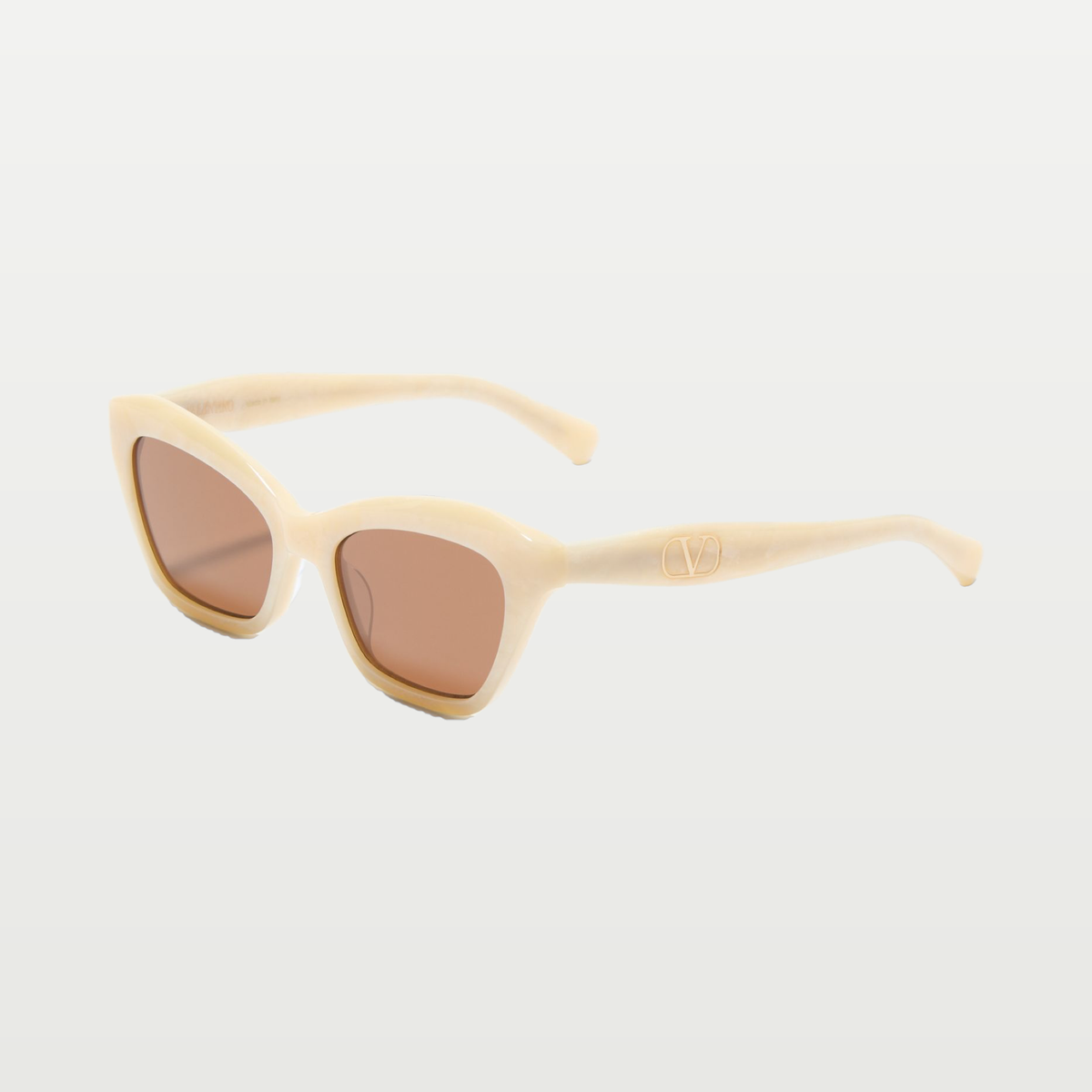Valentino Cat-Eye Acetate Eyewear — IVORY/BROWN