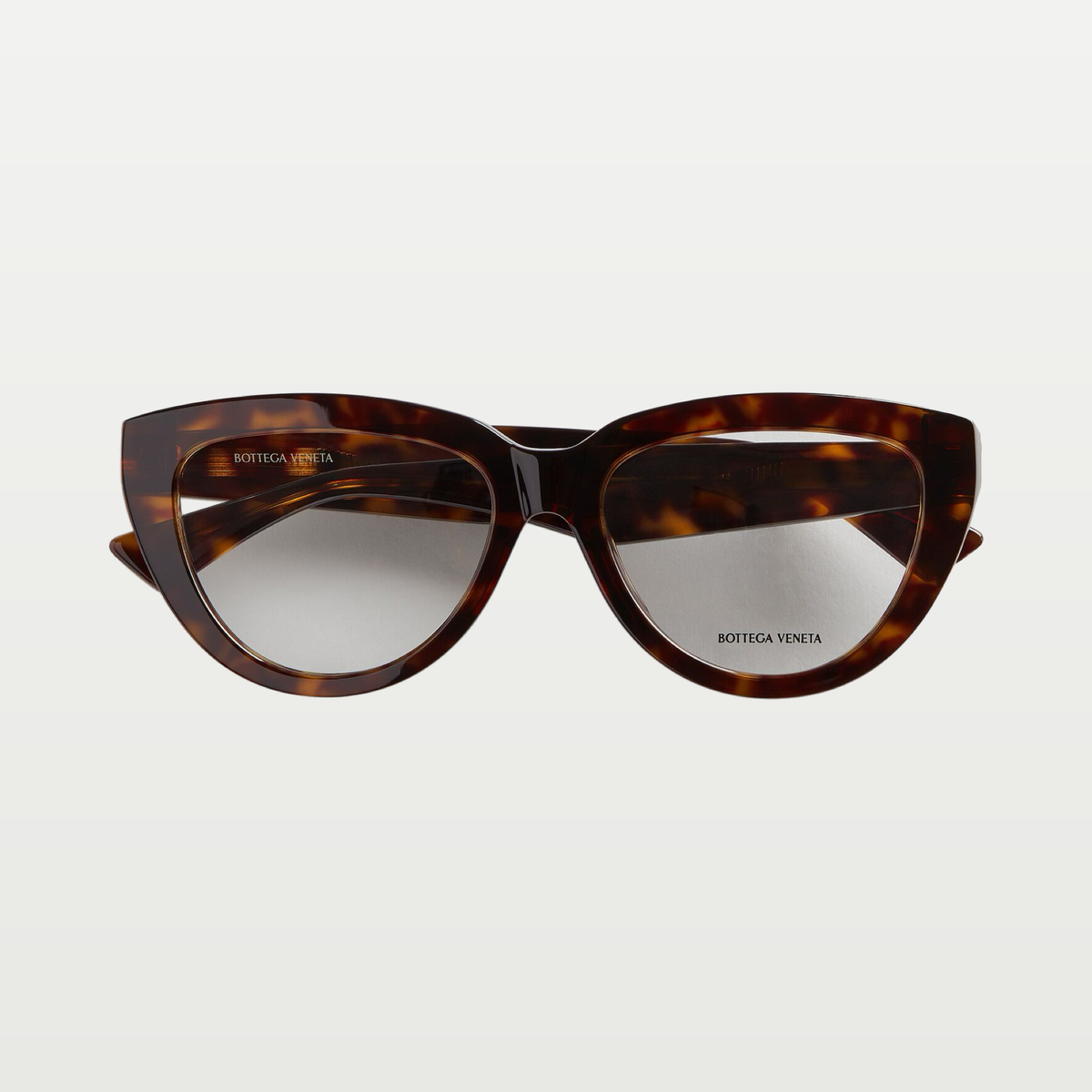 Bottega Veneta Women's Classic Recycled Acetate Cat Eye Eyeglasses in Havana/transparent