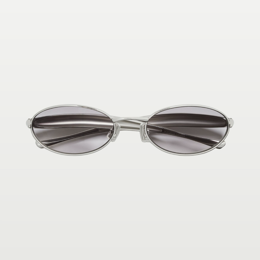 Bottega Veneta Sardine Oval Sunglasses in Silver/grey