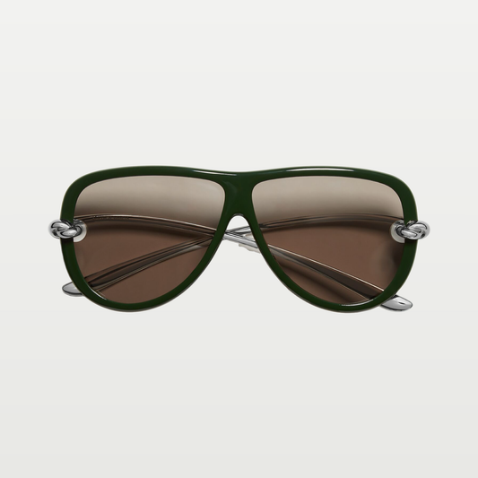 Bottega Veneta Knot Aviator Sunglasses in Green/brown