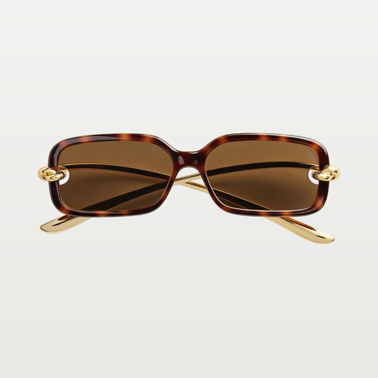 Bottega Veneta Knot Rectangular Sunglasses in Havana/brown