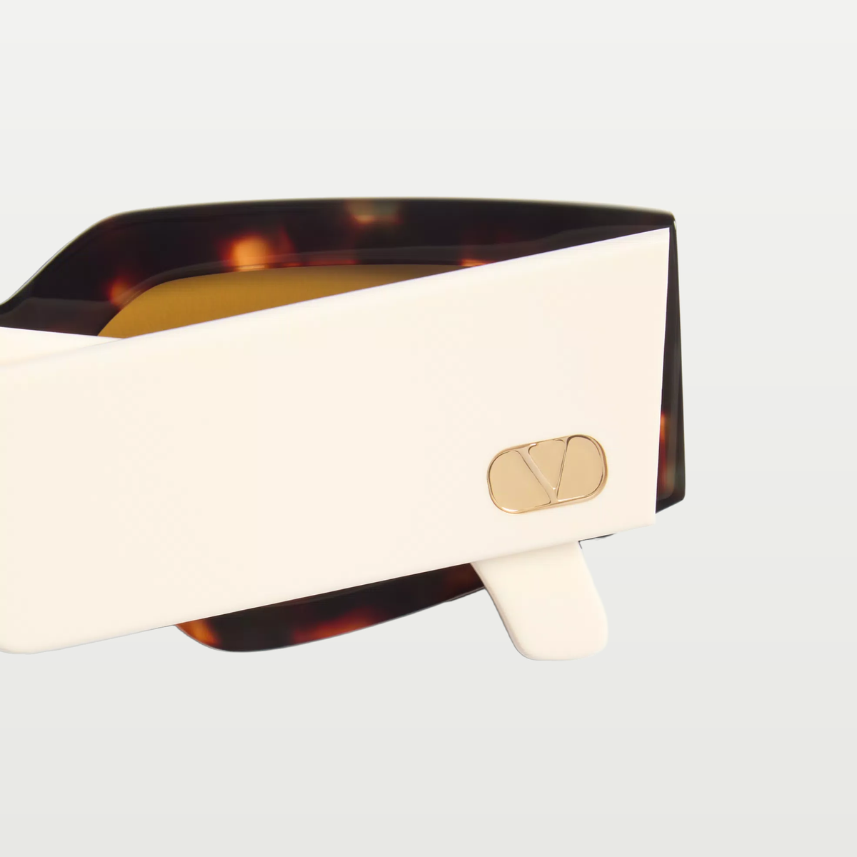 Valentino Geometric Acetate Eyewear — IVORY/BLACK/BROWN