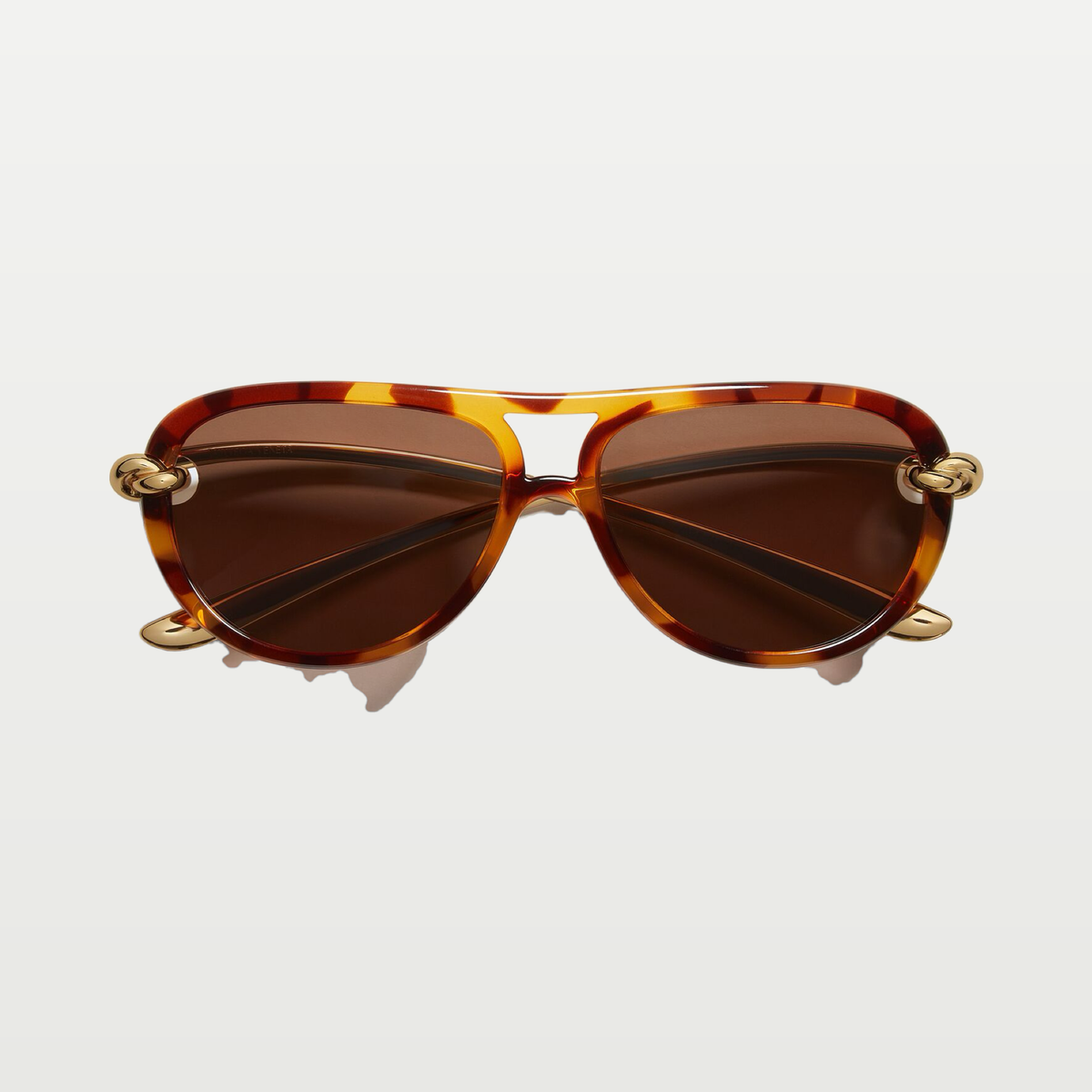 Bottega Veneta Knot Aviator Sunglasses in Havana/brown