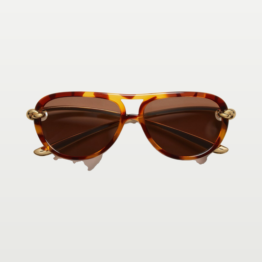 Bottega Veneta Knot Aviator Sunglasses in Havana/brown