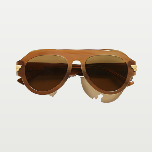 Bottega Veneta Mitre Aviator Sunglasses in Brown/brown