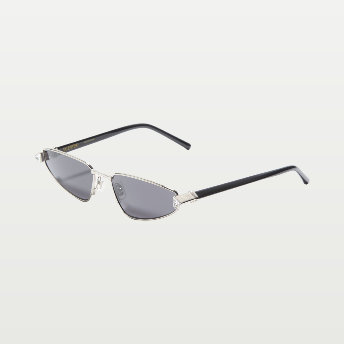 Valentino Metal Cat-Eye Eyewear — SILVER/BLACK/GREY