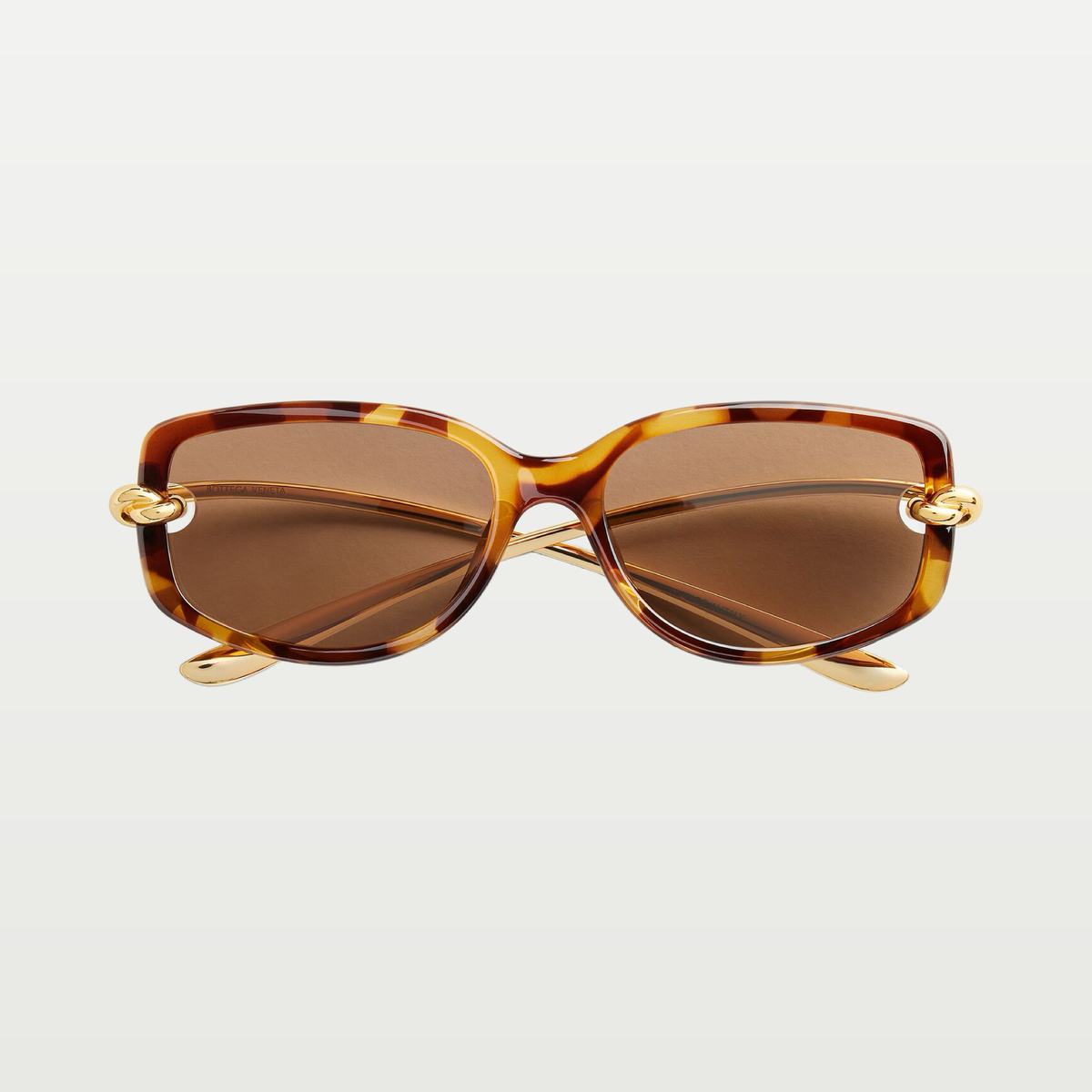 Bottega Veneta Knot Rectangular Sunglasses in Havana/brown