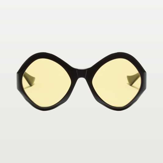 Valentino Round Acetate Eyewear — BLACK/YELLOW