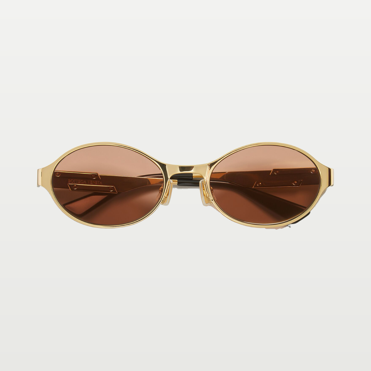 Bottega Veneta Dash Oval Sunglasses in Gold/brown