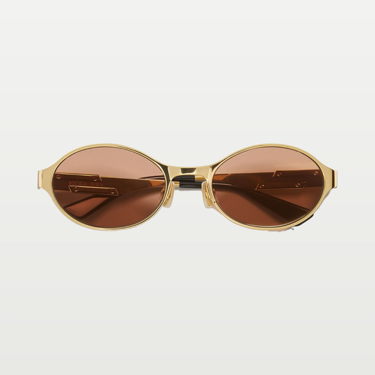 Bottega Veneta Dash Oval Sunglasses in Gold/brown