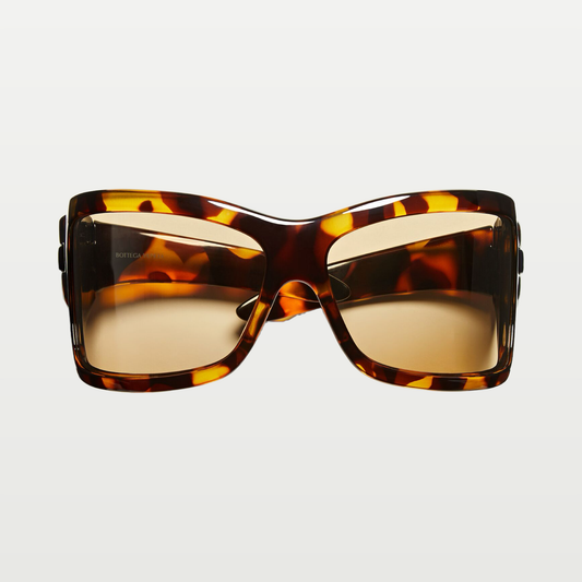Bottega Veneta Intrecciato Wraparound Sunglasses in Havana/yellow