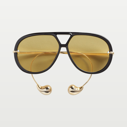 Bottega Veneta Drop Aviator Sunglasses in Black/yellow