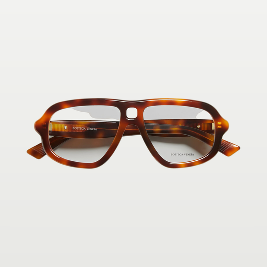 Bottega Veneta Sophia Ribbon Aviator Eyeglasses in Havana/transparent