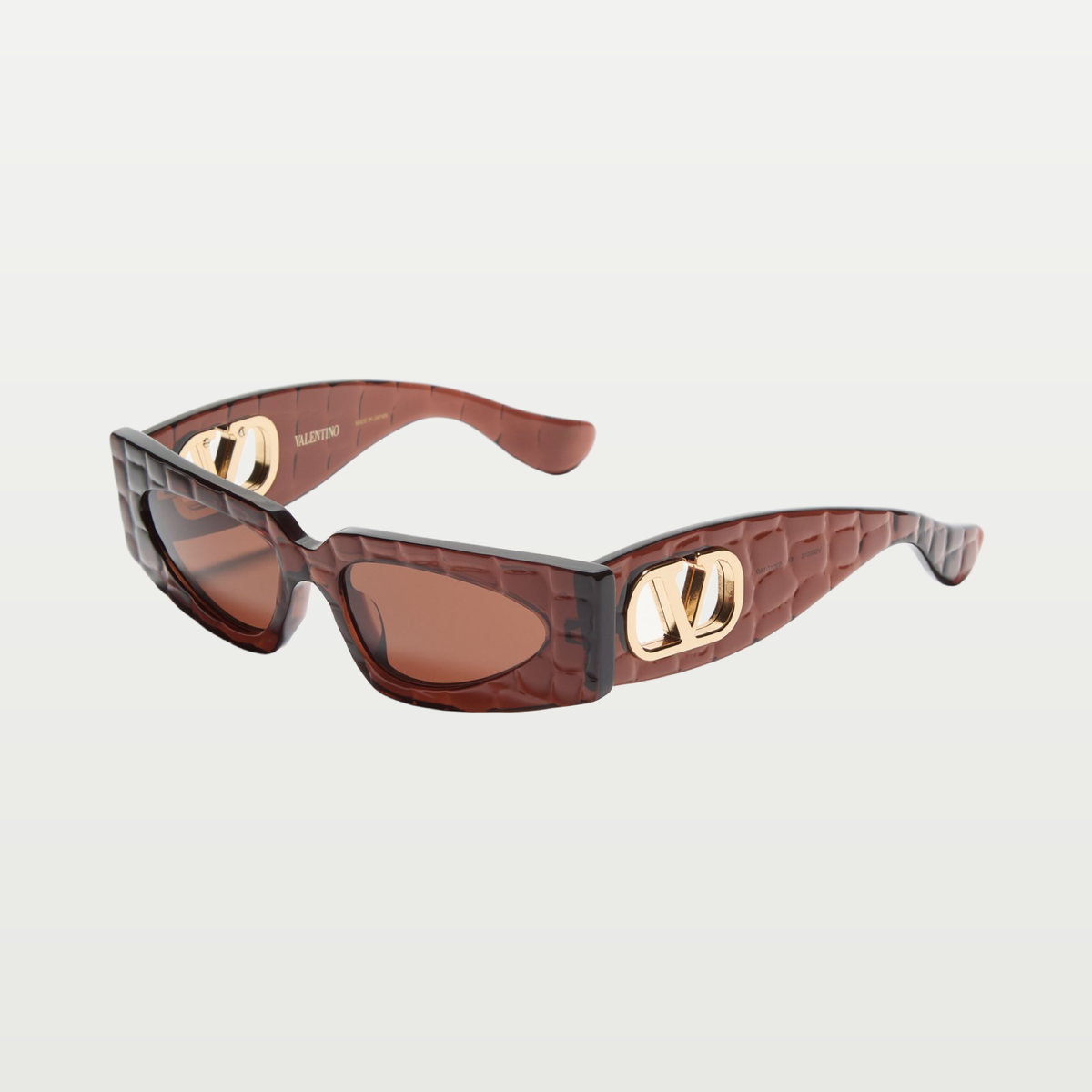 Valentino Rectangular Acetate Eyewear — BROWN