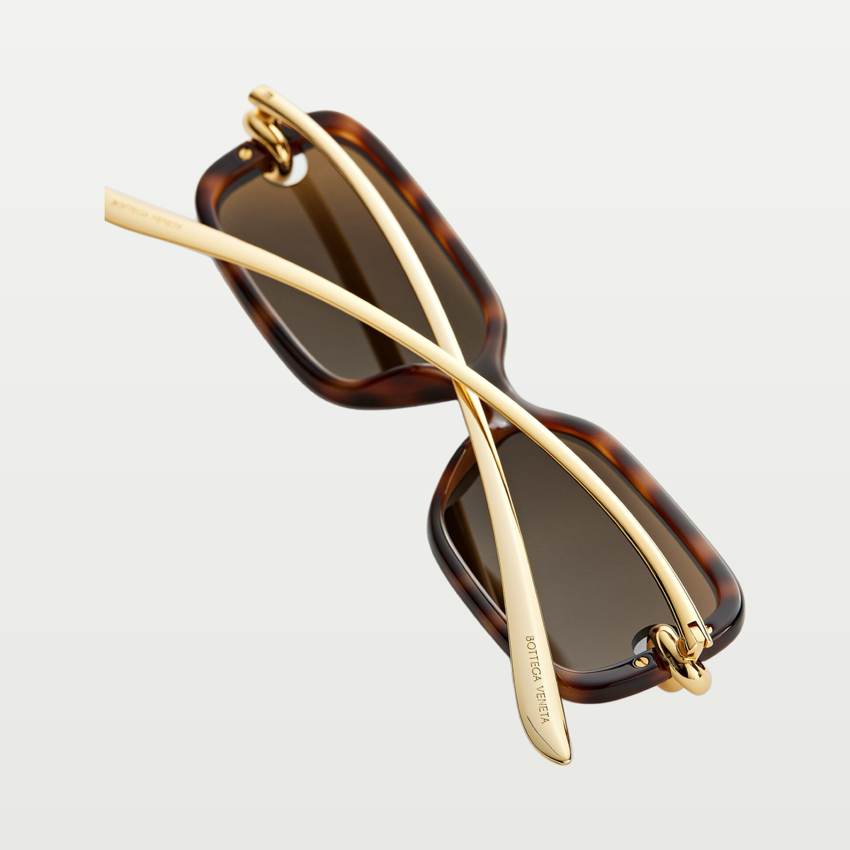 Bottega Veneta Knot Rectangular Sunglasses in Havana/brown