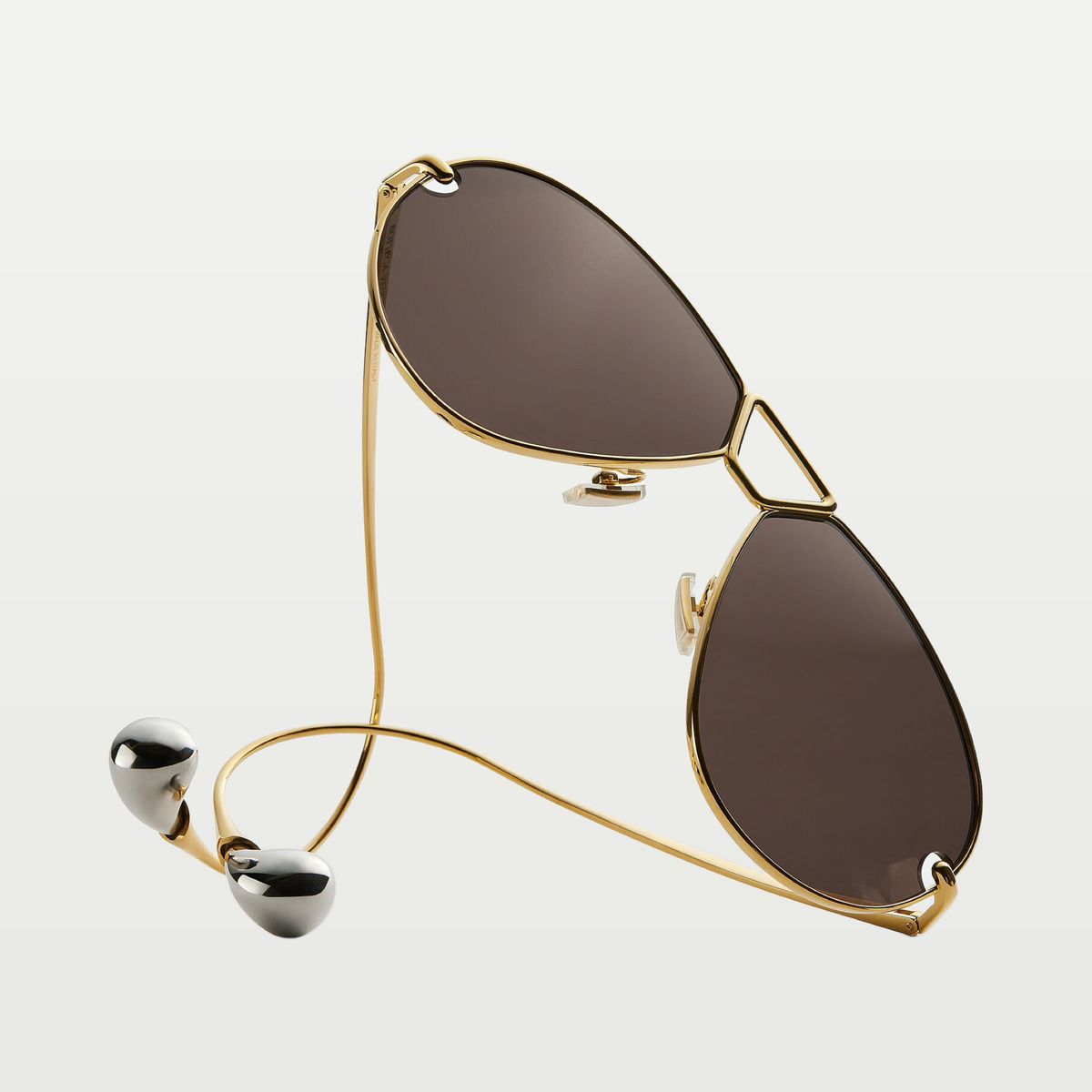 Bottega Veneta Drop Aviator Sunglasses in Gold/grey